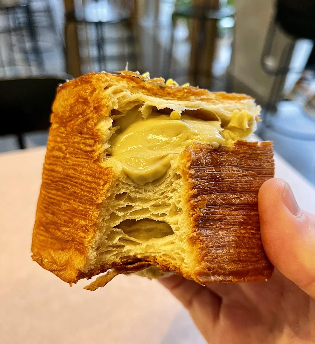 CROISSENT CUBES LAYERED WITH PISTACHIO LAYER